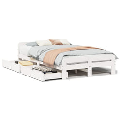 vidaXL Bed frame without Mattress Bed Wax Solid Wood Pine - white, 135 x 190 cm
