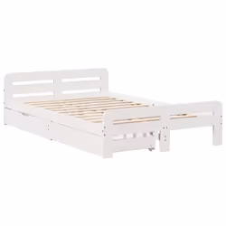 vidaXL Bed frame without Mattress Bed Wax Solid Wood Pine - white, 135 x 190 cm