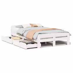 vidaXL Bed frame without Mattress Bed Wax Solid Wood Pine - white, 120 x 190 cm