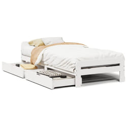 vidaXL Bed frame without Mattress Bed Wax Solid Wood Pine - white, 75 x 190 cm