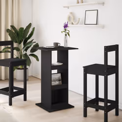 vidaXL Bar Table with Storage Counter Table Bistro Table Black Engineered Wood - Additional view 2