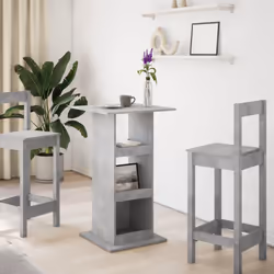 vidaXL Bar Table with Storage Pub Bistro Table Concrete Grey Engineered Wood