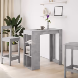 vidaXL Bar Table with Racks Pub Bistro Table Concrete Grey Engineered Wood