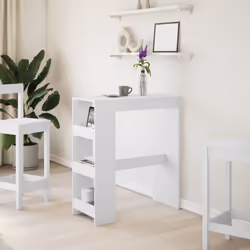 vidaXL Bar Table with Racks Counter Table Bistro Table White Engineered Wood