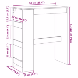vidaXL Bar Table with Racks Counter Table Bistro Table White Engineered Wood