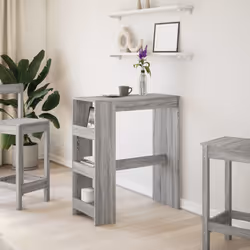 vidaXL Bar Table with Racks Pub Table Bistro Table Grey Sonoma Engineered Wood