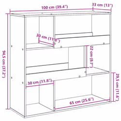 vidaXL Book Cabinet/Room Divider Bookcase Storage Rack Bookshelf - smoked oak, 100 x 33 x 94.5 cm - Additional view 8