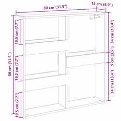 vidaXL Wall Cabinet Wall Cupboard Storage Hanging Cabinet Engineered Wood - brown oak, 80 x 15 x 80 cm - Additional view 8