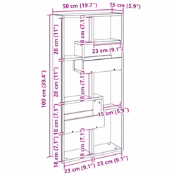 vidaXL Wall Cabinet Wall Cupboard Storage Hanging Cabinet Engineered Wood - concrete grey, 50 x 15 x 100 cm - Additional view 8