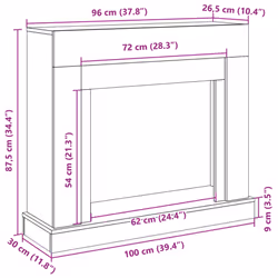 vidaXL Fireplace Surround Fire Surround Only Fireplace Frame Engineered Wood - grey sonoma
