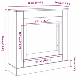 vidaXL Fireplace Surround Fire Surround Only Fireplace Frame Engineered Wood - grey sonoma - Additional view 8