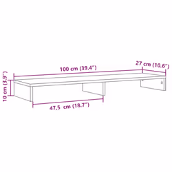 vidaXL Monitor Stand Riser Computer Stand Office Display Stand Engineered Wood - sonoma oak, 100 x 27 x 10 cm - Additional view 3