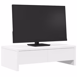 vidaXL Monitor Stand Computer Monitor Riser with Drawers White Engineered Wood - Additional view 2