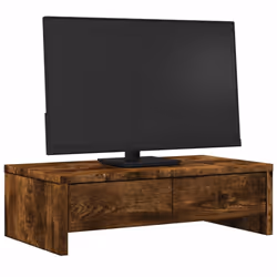 vidaXL Monitor Stand with Drawers Monitor Riser Smoked Oak Engineered Wood