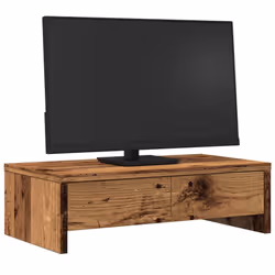 vidaXL Monitor Stand with Drawers Computer Riser Old Wood Engineered Wood - Additional view 2