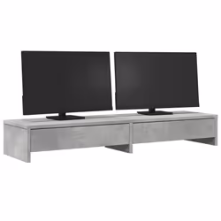 vidaXL Monitor Stand with Drawers Monitor Riser Display Stand Engineered Wood - concrete grey