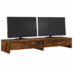 vidaXL Monitor Stand with Drawers Monitor Riser Display Stand Engineered Wood - smoked oak