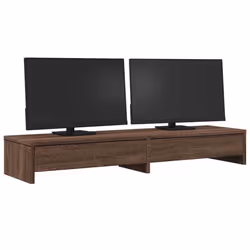 vidaXL Monitor Stand with Drawers Monitor Riser Display Stand Engineered Wood - brown oak