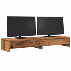 vidaXL Monitor Stand with Drawers Monitor Riser Display Stand Engineered Wood - old wood