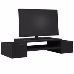 vidaXL Monitor Stand with Storage Monitor Stand Display Stand Engineered Wood - black, 70 x 27 x 15 cm