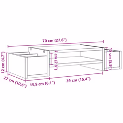 vidaXL Monitor Stand with Storage Monitor Stand Display Stand Engineered Wood - black, 70 x 27 x 15 cm