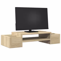 vidaXL Monitor Stand with Storage Monitor Stand Display Stand Engineered Wood - sonoma oak, 70 x 27 x 15 cm - Additional view 2