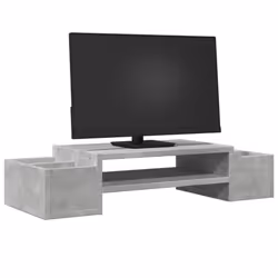 vidaXL Monitor Stand with Storage Monitor Stand Display Stand Engineered Wood - concrete grey, 70 x 27 x 15 cm - Additional view 2