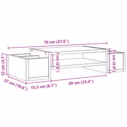 vidaXL Monitor Stand with Storage Monitor Stand Display Stand Engineered Wood - concrete grey, 70 x 27 x 15 cm - Additional view 3