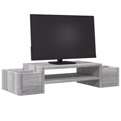 vidaXL Monitor Stand with Storage Monitor Stand Display Stand Engineered Wood - grey sonoma, 70 x 27 x 15 cm - Additional view 2