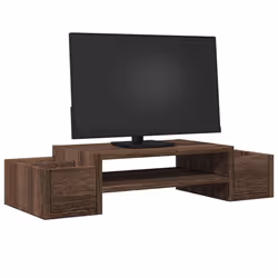 vidaXL Monitor Stand with Storage Monitor Stand Display Stand Engineered Wood - brown oak, 70 x 27 x 15 cm - Additional view 2