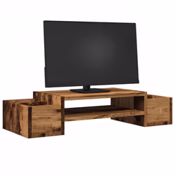 vidaXL Monitor Stand with Storage Monitor Stand Display Stand Engineered Wood - old wood, 70 x 27 x 15 cm