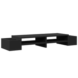 vidaXL Monitor Stand with Storage Monitor Stand Display Stand Engineered Wood - black, 100 x 27 x 15 cm