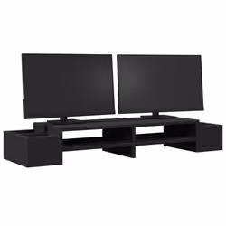 vidaXL Monitor Stand with Storage Monitor Stand Display Stand Engineered Wood - black, 100 x 27 x 15 cm