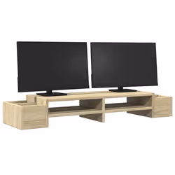 vidaXL Monitor Stand with Storage Monitor Stand Display Stand Engineered Wood - sonoma oak, 100 x 27 x 15 cm - Additional view 2