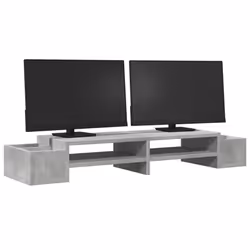 vidaXL Monitor Stand with Storage Monitor Stand Display Stand Engineered Wood - concrete grey, 100 x 27 x 15 cm - Additional view 2