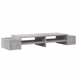 vidaXL Monitor Stand with Storage Monitor Stand Display Stand Engineered Wood - concrete grey, 100 x 27 x 15 cm - Additional view 5