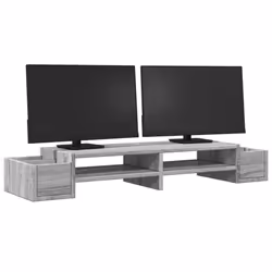 vidaXL Monitor Stand with Storage Monitor Stand Display Stand Engineered Wood - grey sonoma, 100 x 27 x 15 cm - Additional view 2