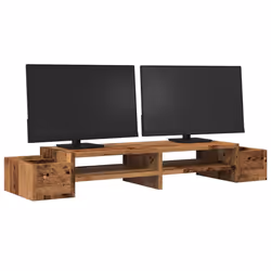 vidaXL Monitor Stand with Storage Monitor Stand Display Stand Engineered Wood - old wood, 100 x 27 x 15 cm