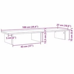 vidaXL Monitor Stand Computer Stand Display Stand Grey Sonoma Engineered Wood - Additional view 8