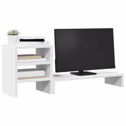 vidaXL Monitor Stand with Desk Organiser Monitor Riser White Engineered Wood - Additional view 2