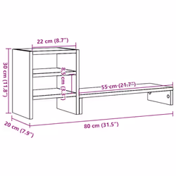 vidaXL Monitor Stand with Desk Organiser Monitor Riser White Engineered Wood - Additional view 3