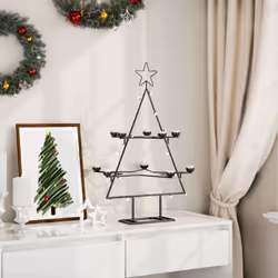 vidaXL Metal Christmas Tree for Decoration Outdoor Artificial Xmas Tree Black - 75 cm