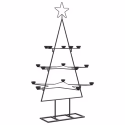 vidaXL Metal Christmas Tree for Decoration Outdoor Artificial Xmas Tree Black - 105 cm