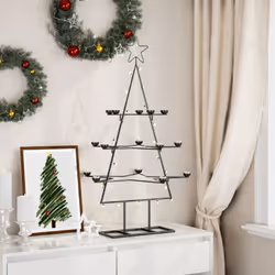 vidaXL Metal Christmas Tree for Decoration Outdoor Artificial Xmas Tree Black - 105 cm