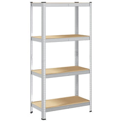 vidaXL 4-Layer Storage Shelf Silver Steel&Engineered Wood garage shelving