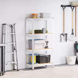 vidaXL 4-Layer Storage Shelf Silver Steel&Engineered Wood garage shelving