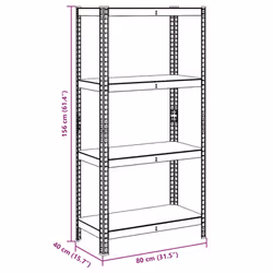 vidaXL 4-Layer Storage Shelf Silver Steel&Engineered Wood garage shelving