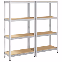vidaXL 4-Layer Storage Shelves 2 pcs Silver Steel&Engineered Wood
