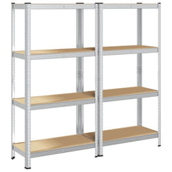 vidaXL 4-Layer Storage Shelves 2 pcs Silver Steel&Engineered Wood