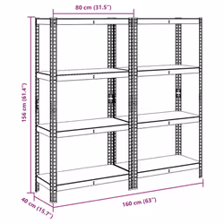 vidaXL 4-Layer Storage Shelves 2 pcs Silver Steel&Engineered Wood